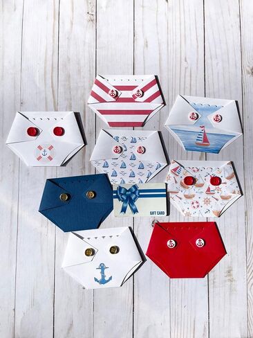 جوائز لعبة استحمام الطفل Ahoy It's a Boy Baby Shower - شكل حفاضات بحري بحري (نمط مركب شراعي واحد) in Kuwait
