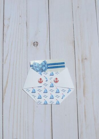 جوائز لعبة استحمام الطفل Ahoy It's a Boy Baby Shower - شكل حفاضات بحري بحري (نمط مركب شراعي واحد) in Kuwait