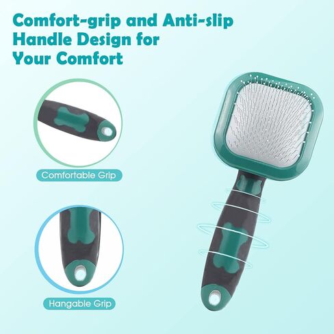 Slicker Brush, PETPAWJOY Dog Brush Green Gently Cleaning Pin Brush for Shedding Dog Hair Brush for Small Dogs Puppy Yorkie Poodle Rabbits Cats Green in Saudi Arabia