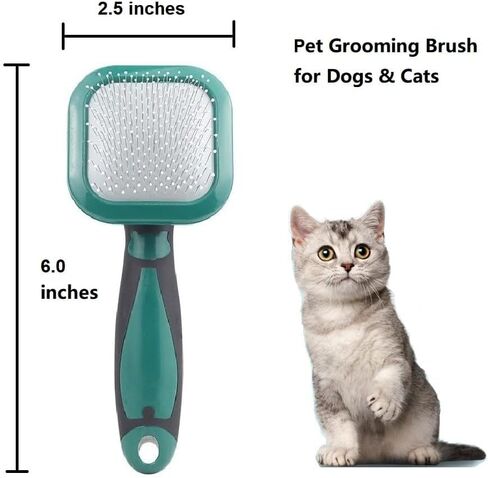 Slicker Brush, PETPAWJOY Dog Brush Green Gently Cleaning Pin Brush for Shedding Dog Hair Brush for Small Dogs Puppy Yorkie Poodle Rabbits Cats Green in Saudi Arabia