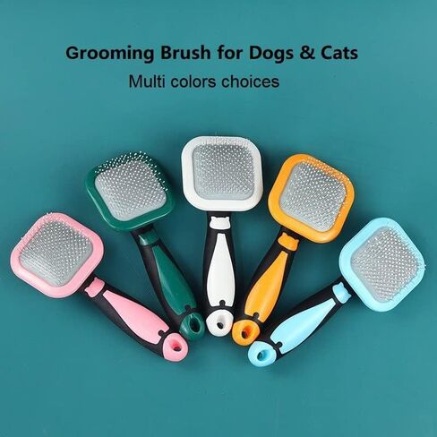 Slicker Brush, PETPAWJOY Dog Brush Green Gently Cleaning Pin Brush for Shedding Dog Hair Brush for Small Dogs Puppy Yorkie Poodle Rabbits Cats Green in Saudi Arabia