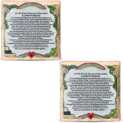 BANBERRY DESIGNS Pet Memorial Plaque - The Rainbow Bridge Story - Desktop Keepsake Plaque for The Loss of a Dog or Cat. Measures 6 1/4" X 6 1/4" and has an Easel Back. in Saudi Arabia