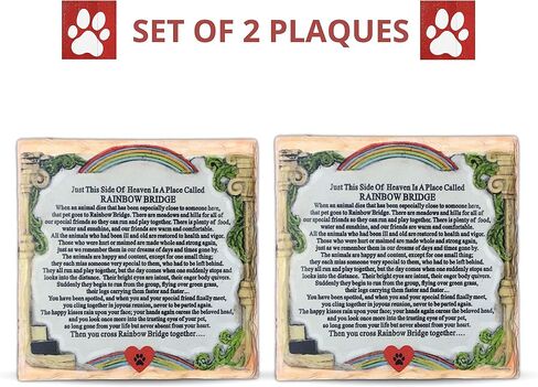 BANBERRY DESIGNS Pet Memorial Plaque - The Rainbow Bridge Story - Desktop Keepsake Plaque for The Loss of a Dog or Cat. Measures 6 1/4" X 6 1/4" and has an Easel Back. in Saudi Arabia