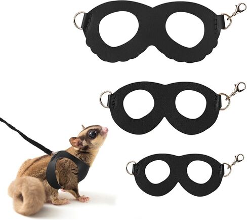 3Pcs Sugar Gilder Harness and Leash Set, Adjustable Squirrel Harness Small Animal Training Walking Vest for rabbit, Guinea Pigs, Bearded Dragon (Black) in Saudi Arabia