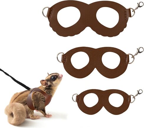 3Pcs Sugar Gilder Harness and Leash Set, Adjustable Squirrel Harness Small Animal Training Walking Vest for rabbit, Guinea Pigs, Bearded Dragon (Black) in Saudi Arabia