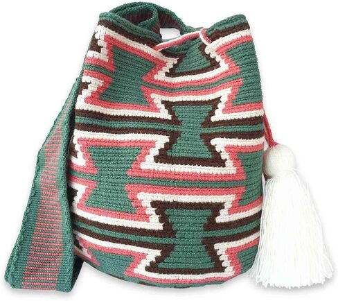 Original Authentic WAYUU Bag, Mochila from Colombia, Medium Crochet Crossbody, Handmade Medium Purse, Bucket Bag, Artisanmade Craft. (Cheeky) in Saudi Arabia