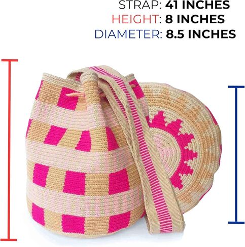 Original Authentic WAYUU Bag, Mochila from Colombia, Medium Crochet Crossbody, Handmade Medium Purse, Bucket Bag, Artisanmade Craft. (Cheeky) in Saudi Arabia