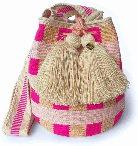 Original Authentic WAYUU Bag, Mochila from Colombia, Medium Crochet Crossbody, Handmade Medium Purse, Bucket Bag, Artisanmade Craft. (Cheeky) in Saudi Arabia