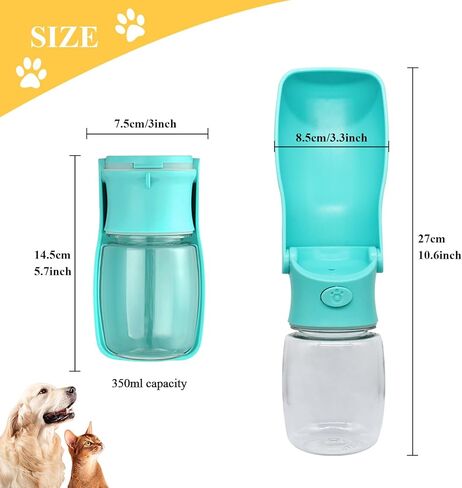 زجاجة مياه للكلاب من WishLotus، زجاجة مياه متينة ومحمولة مضادة للتسرب للحيوانات الأليفة قابلة للطي 350 مل/11.84 أونصة زجاجة مياه للمشي للكلاب في الهواء الطلق للقطط والكلاب والحيوانات الصغيرة المشي لمسافات طويلة والسفر (أزرق) in Kuwait
