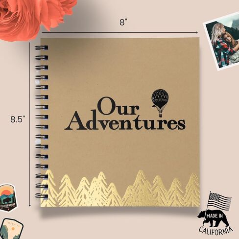 مغامراتنا، سجل قصاصات الرحلات البرية، مجلة المغامرة، تذكار السفر. رقائق الذهب 8.5x8.5. يوميات الرحلات البرية، والذكرى السنوية المضحكة، وقائمة دلو الأزواج، وسجل القصاصات العائلي، وعيد الأب الفريد in Kuwait