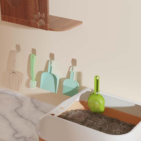 Convenient Pet Cats Litter Scooper Kit with Cat Litter Scooper/Plastics Scooper/Handheld Dustpan/Broom/Brush/Paste Hooks for Various Types of cat Litter Boxes. in Kuwait