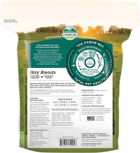 Oxbow صحة الحيوان Oxbow Hay Blends - تيموثي الغربي والبستان - 20 أوقية. in Kuwait
