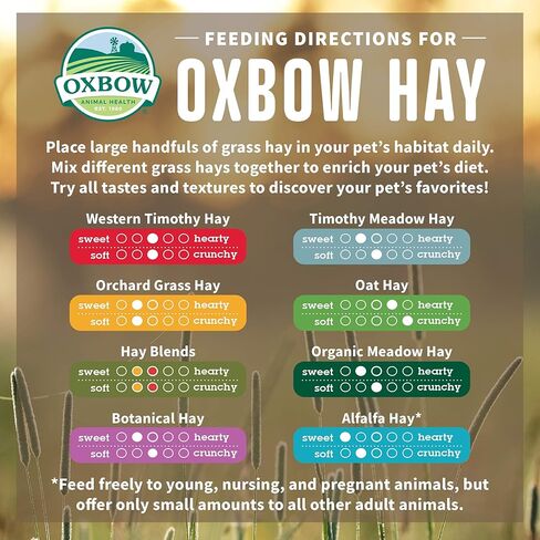 Oxbow صحة الحيوان Oxbow Hay Blends - تيموثي الغربي والبستان - 20 أوقية. in Kuwait