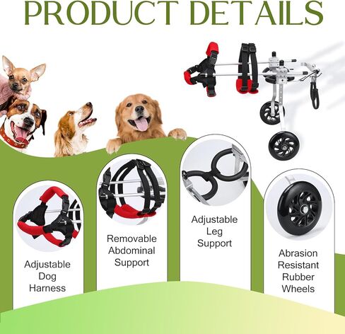 Cat Wheelchair for Back Legs, Light Weight Pet/Doggie Wheelchairs, Small Dog Wheelchair Helps Dogs with Back Leg Disabilities Walk and Play, S in Saudi Arabia
