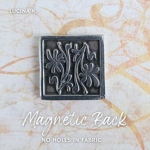 Wild Flowers Pin Square - Gift Packaged - Magnetic Back Closure No holes in Clothes - Handcrafted Pewter Made in USA - Antique Finished (Shipped by Amazon Prime) in Saudi Arabia