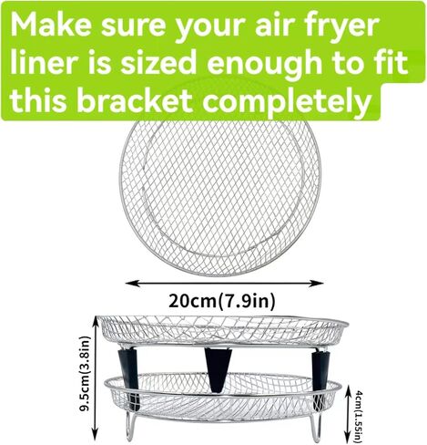 Air Fryer Racks, 2Pack Round Stackable Dehydrator Racks with Insulated Clamp and Brush Universal Stainless Steel Kitchen Air Fryer Accessories Fit all 4.2QT - 5.8QT Air fryer, 7.8inch in Saudi Arabia