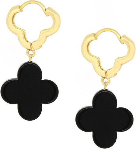 Gempires Tiger Eye Clover Earrings, 4 Leaf Clover Earring for Girls, Dangle Earrings for Her, 14k Gold Plated Earring, Gemstone Jewelry in Saudi Arabia