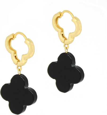 Gempires Tiger Eye Clover Earrings, 4 Leaf Clover Earring for Girls, Dangle Earrings for Her, 14k Gold Plated Earring, Gemstone Jewelry in Saudi Arabia