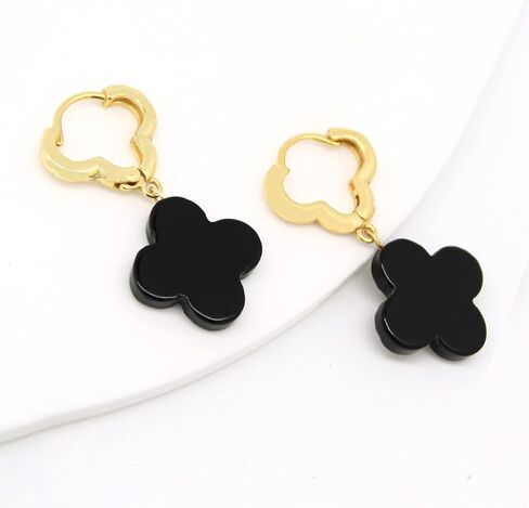 Gempires Tiger Eye Clover Earrings, 4 Leaf Clover Earring for Girls, Dangle Earrings for Her, 14k Gold Plated Earring, Gemstone Jewelry in Saudi Arabia