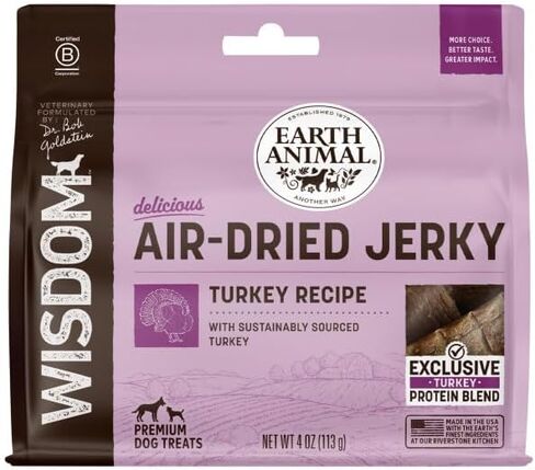 Earth Animal Wisdom Air-Dried Jerky from The Seed Recipe | Dog Treats | Dog Snacks | Premium Natural Plant-Based Jerky Strips | 4 oz |Made in The USA (Pack of 3) in Saudi Arabia