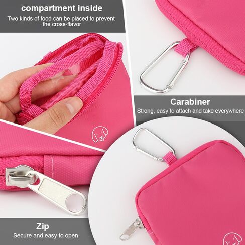 WALLFID Dog Treat Bag Small,Pet Walking Bag for Dog and cat, Pocket Size, Moisture-Proof and Waterproof,Unscented, Reusable, Travel Walking Bag, Portable Training Bag (Rose Red&Lake Blue) in Saudi Arabia