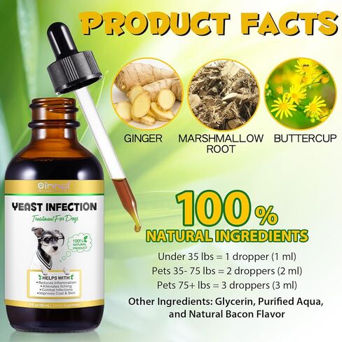 Yeast Infection Treatment for Dogs, Dog Ear Infection Treatment Supports Healthy Itch Relief, Inflammation Relief, Allergy Relief & More 2 oz in Kuwait