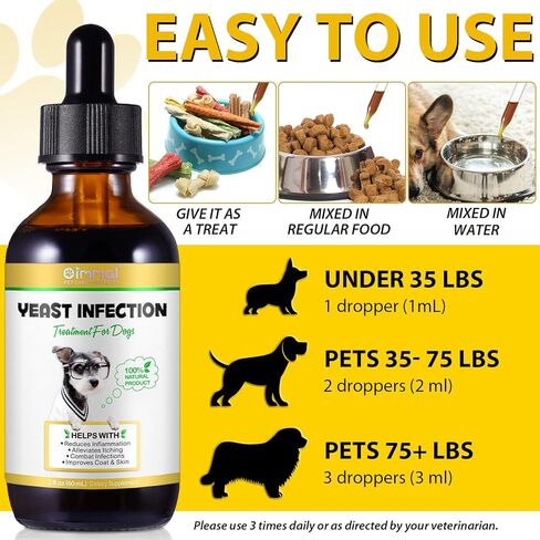Yeast Infection Treatment for Dogs, Dog Ear Infection Treatment Supports Healthy Itch Relief, Inflammation Relief, Allergy Relief & More 2 oz in Kuwait