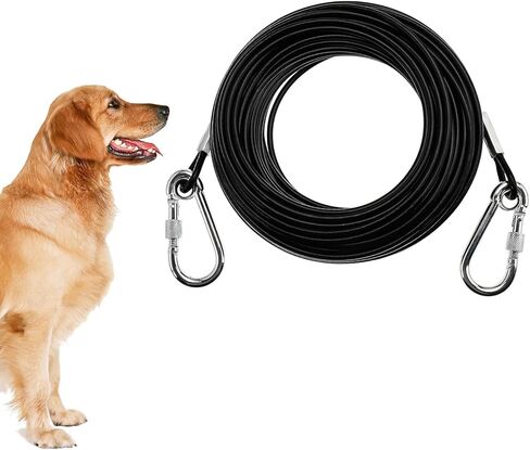 كابل ربط للكلاب، مقود للكلاب الكبيرة يصل وزنها إلى 300 رطل، شديد التحمل ومقاوم للصدأ، مناسب للساحات الخارجية والتخييم، بطول 100 قدم in Kuwait