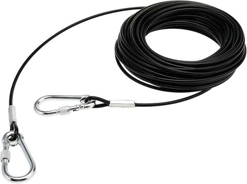 كابل ربط للكلاب، مقود للكلاب الكبيرة يصل وزنها إلى 300 رطل، شديد التحمل ومقاوم للصدأ، مناسب للساحات الخارجية والتخييم، بطول 100 قدم in Kuwait