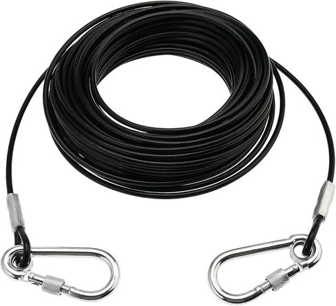 كابل ربط للكلاب، مقود للكلاب الكبيرة يصل وزنها إلى 300 رطل، شديد التحمل ومقاوم للصدأ، مناسب للساحات الخارجية والتخييم، بطول 100 قدم in Kuwait
