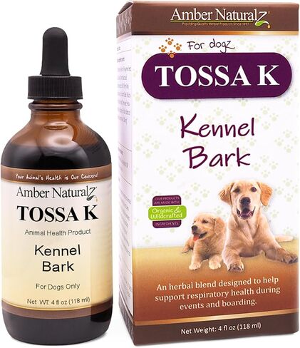 العنبر NaturalZ Tossa K Kennel Bark المكملات العشبية للكلاب والجراء | مزيج عشبي للكلاب لصحة الجهاز التنفسي | زجاجة سعة 4 أونصة سائلة | مكونات من مصادر عالمية | صنع في الولايات المتحدة الأمريكية in Kuwait