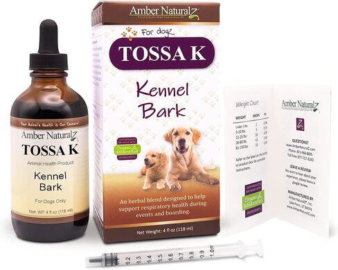 العنبر NaturalZ Tossa K Kennel Bark المكملات العشبية للكلاب والجراء | مزيج عشبي للكلاب لصحة الجهاز التنفسي | زجاجة سعة 4 أونصة سائلة | مكونات من مصادر عالمية | صنع في الولايات المتحدة الأمريكية in Kuwait
