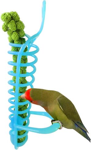 Mipcase Bird Food Holder, Hanging Fruit Feeder Bird Food Basket Parakeet Treats Holder Parrot Foraging Toy for Bird Cage Accessories (Blue) in Saudi Arabia
