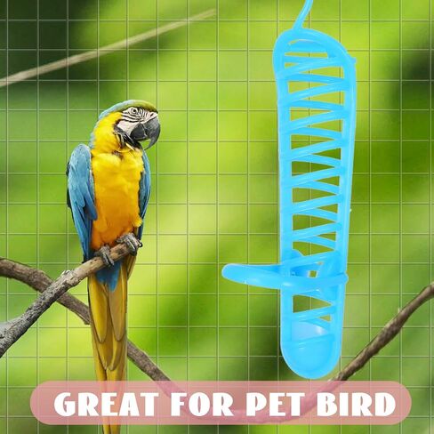 Mipcase Bird Food Holder, Hanging Fruit Feeder Bird Food Basket Parakeet Treats Holder Parrot Foraging Toy for Bird Cage Accessories (Blue) in Saudi Arabia