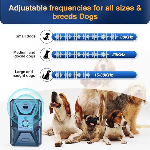 جهاز مضاد للنباح، 3 أجهزة ردع للكلاب بالموجات فوق الصوتية بتردد قابل للتعديل، نطاق فعال 50 قدمًا، جهاز لطيف للحيوانات الأليفة للتحكم في النباح الصوتي وإيقاف داخلي وخارجي لنباح الكلاب، أزرق-jg#01 in Kuwait