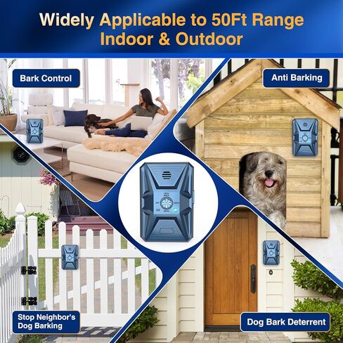 جهاز مضاد للنباح، 3 أجهزة ردع للكلاب بالموجات فوق الصوتية بتردد قابل للتعديل، نطاق فعال 50 قدمًا، جهاز لطيف للحيوانات الأليفة للتحكم في النباح الصوتي وإيقاف داخلي وخارجي لنباح الكلاب، أزرق-jg#01 in Kuwait