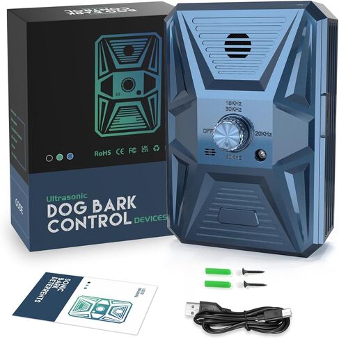 جهاز مضاد للنباح، 3 أجهزة ردع للكلاب بالموجات فوق الصوتية بتردد قابل للتعديل، نطاق فعال 50 قدمًا، جهاز لطيف للحيوانات الأليفة للتحكم في النباح الصوتي وإيقاف داخلي وخارجي لنباح الكلاب، أزرق-jg#01 in Kuwait