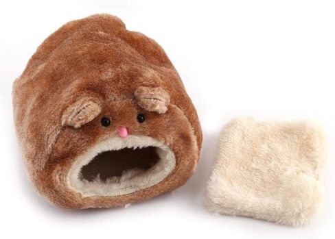 Keenso Guinea Pig Beds for Sleep, Hedgehog Bed, Pet Nest, Cute Cartoon Soft Plush Warm Pet Cave Hut Washable Home Hammock for Hamster Chinchilla Squirrel Guinea-Pig (Brown) in Saudi Arabia