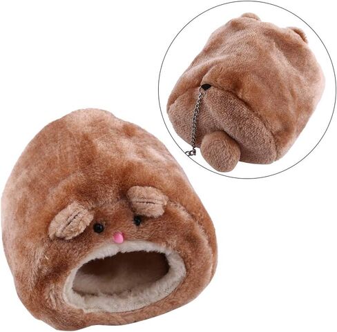 Keenso Guinea Pig Beds for Sleep, Hedgehog Bed, Pet Nest, Cute Cartoon Soft Plush Warm Pet Cave Hut Washable Home Hammock for Hamster Chinchilla Squirrel Guinea-Pig (Brown) in Saudi Arabia