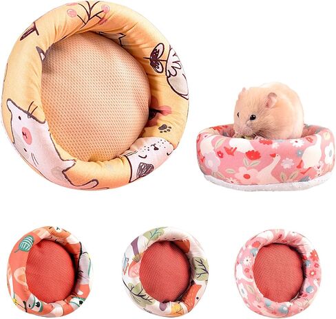 Hamster Bed,Soft and Warm Sleeping Bed with Cute Printed and Padded,Small Animal Pet Bed Cage Accessories for Hedgehog,Guinea Pig,Syrian Hamster Small Animals(L) in Saudi Arabia