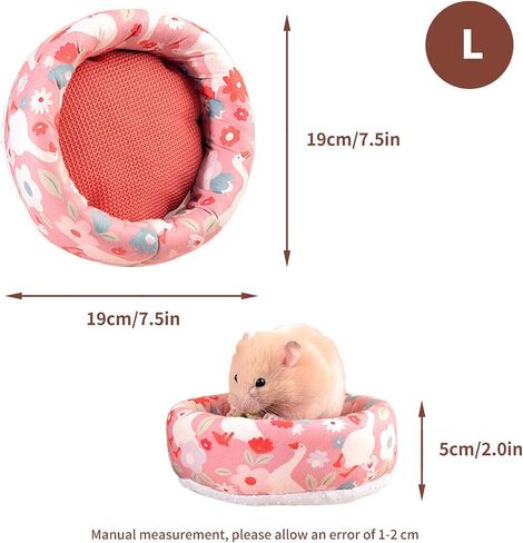 Hamster Bed,Soft and Warm Sleeping Bed with Cute Printed and Padded,Small Animal Pet Bed Cage Accessories for Hedgehog,Guinea Pig,Syrian Hamster Small Animals(L) in Saudi Arabia