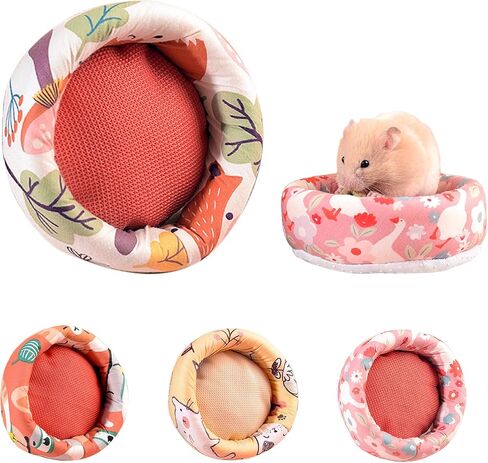 Hamster Bed,Soft and Warm Sleeping Bed with Cute Printed and Padded,Small Animal Pet Bed Cage Accessories for Hedgehog,Guinea Pig,Syrian Hamster Small Animals(L) in Saudi Arabia