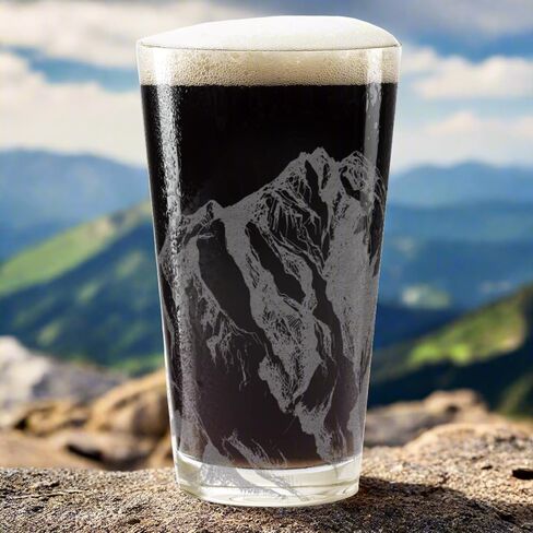 THE MOUNTAINS Engraved Pint Glass | Great Gift Idea for Wilderness Nature Mountain Forest Hiking Adventure Enthusiasts! in Kuwait