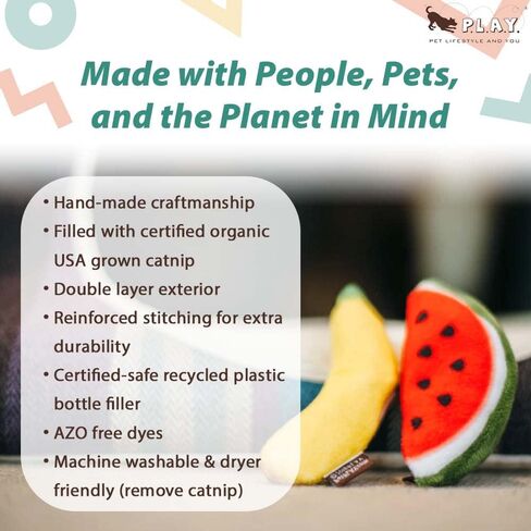 P.L.A.Y. Cute Cat Toys - Feline Frenzy Sushi Food Themed Catnip Filled Toy, Great for Adult Cats and Kittens - Machine Washable, Double Stitched, Recycled Materials, Crinkles (Sassy Sushi, Set of 3) in Kuwait