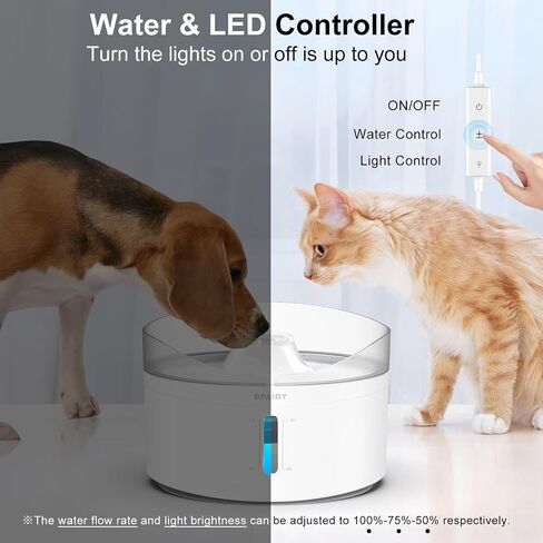 DF20 1.3Gal/5L Dog Water Fountain with Adjustable Brightness and Controllable Water Pump for Cats, Dogs, and Multiple Pets in Saudi Arabia