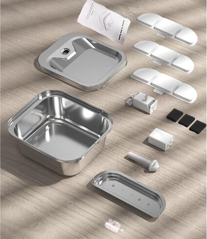 Stainless Steel Cat water fountain 135oz/4L Dog water bowl dispenser Automatic Pet water fountain with quiet Pump <20db, 3 extra Filters, US Plug Adapter. Suitable for Wide variety of Pets in Saudi Arabia