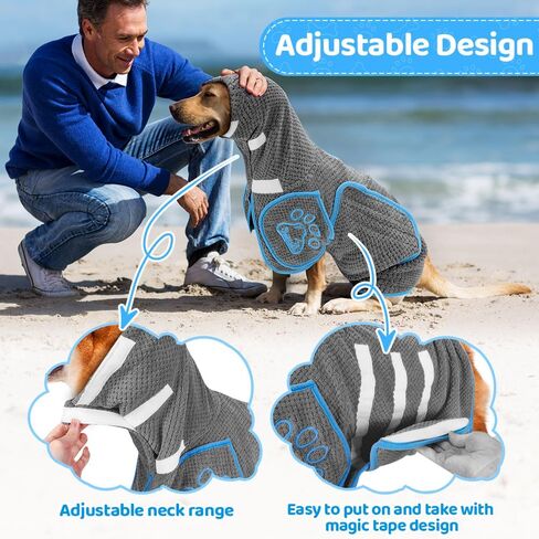 Dog Bathrobe Towel - Super Absorbent Dog Drying Coat, Warming Bath Robes for After Bath Shower Swim Walk for Small Medium Large Dogs Cats Pet in Saudi Arabia
