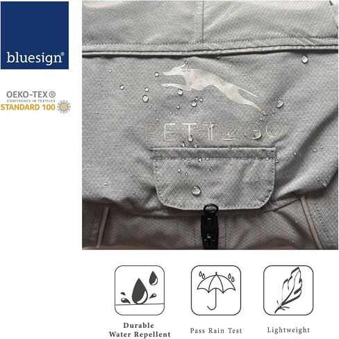 Dog Lightweight Windbreaker, Pet Outdoor Sports Jacket, 0.5 lbs,3 in One, Hooded, Easy on/Off with Collar and Harness, Reflective Piping, Packable, Dog Hiking/Camping, Grey-Medium in Saudi Arabia