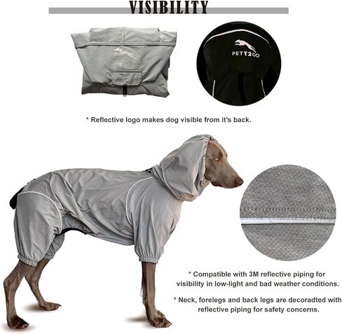 Dog Lightweight Windbreaker, Pet Outdoor Sports Jacket, 0.5 lbs,3 in One, Hooded, Easy on/Off with Collar and Harness, Reflective Piping, Packable, Dog Hiking/Camping, Grey-Medium in Saudi Arabia