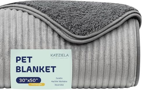 Premium Soft Dog/Cat Waterproof Blanket – Soft Sherpa Fleece, Washable, Reversible, Small, Medium, Large (Grey Medium Striped-30x50) in Saudi Arabia
